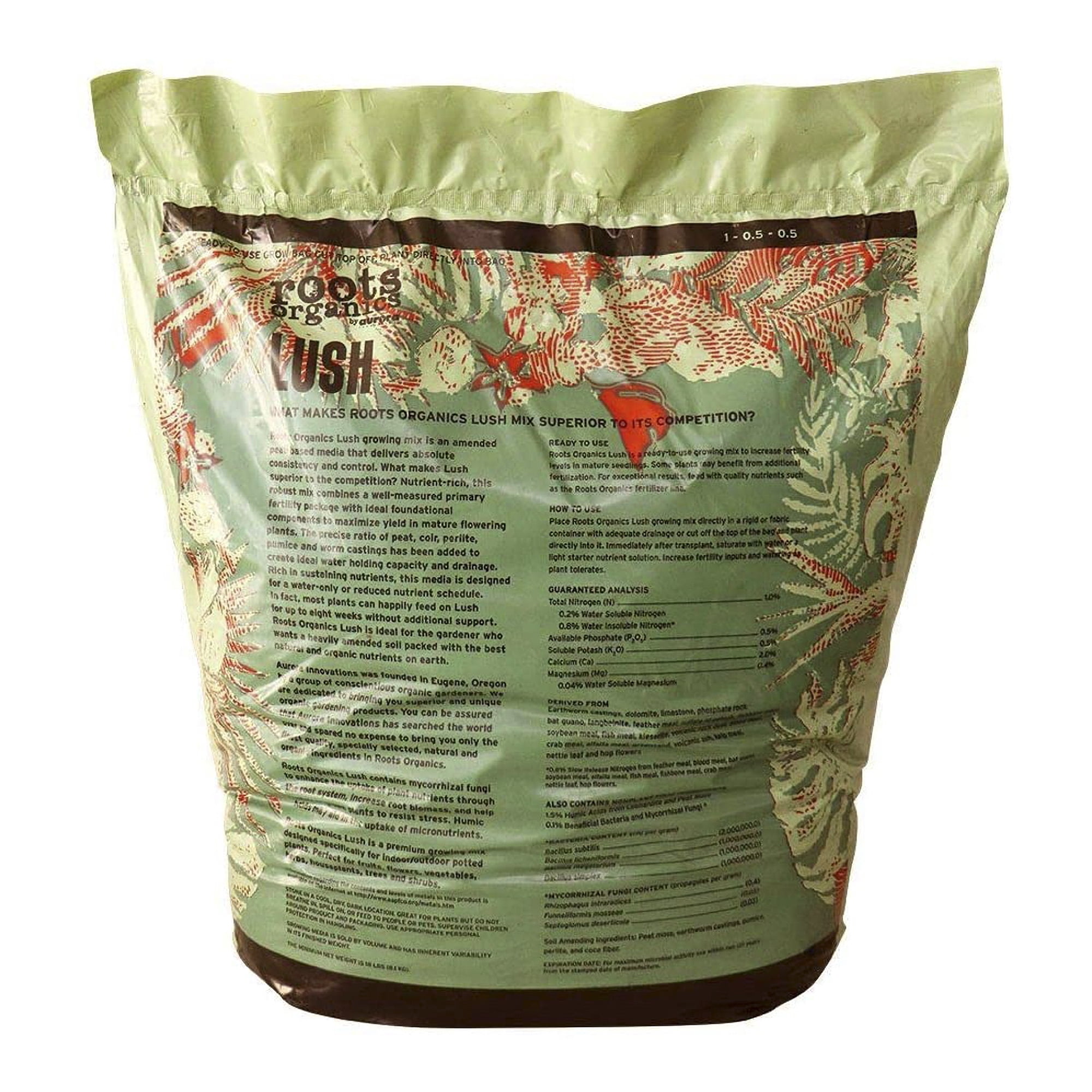 Roots Organics Lush Ready To Use Peat Based Potting Soil Mix, 1.5 CuFt