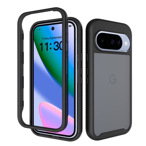 Mynvo Case for Google Pixel 11 Pro, Translucent Matte Back Anti-Fingerprint Hard PC Rugged Shockproof Protective Back Cover, Black