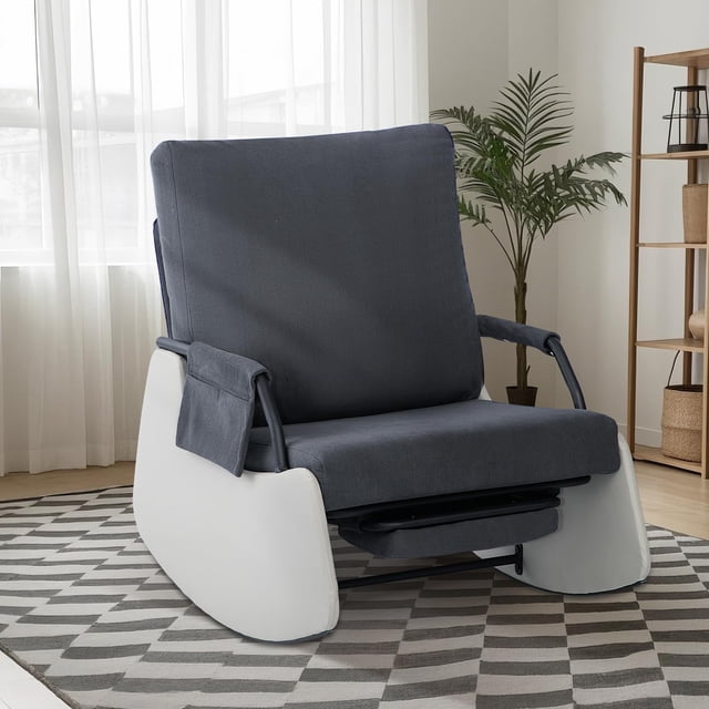 Fauteuil Berçant Inclinable Moderne, Fauteuil Berçant Inclinable Rembourré avec Pochette Latérale, Trois Niveaux de Réglage