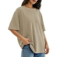 thumbnail image 4 of UVN T Shirts for Women Summer Casual Short Sleeve Tops Ladies Oversized Loose Crewneck Basic Tees, 4 of 8