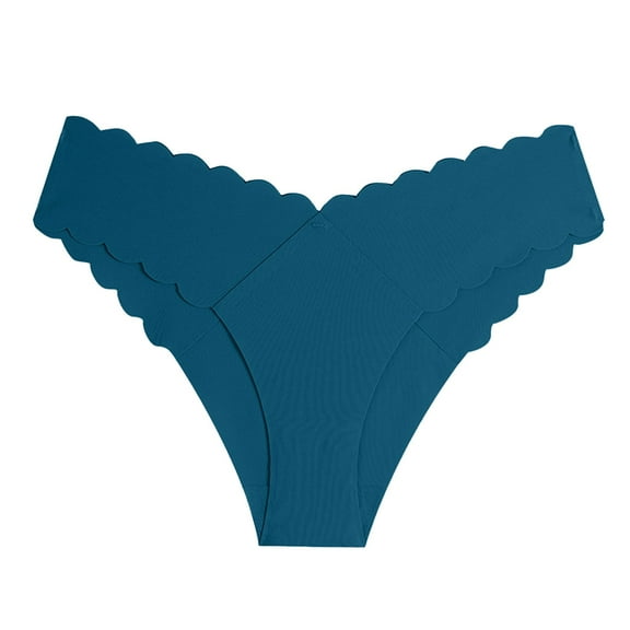 Seductiva Clearance Panties for Women Women's Summer Wavy Edge V Shaped Waist Without Marks Ice Thong Underwear for Women Waist Cotton Crotch