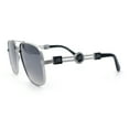 thumbnail image 6 of Mens Mogul Mobster Rectangle Metal Rim Double Bridge Luxury Sunglasses Silver - Silver Mirror, 6 of 8