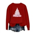 thumbnail image 5 of asdoklhq Christmas Plus Size Sweaters for Women Round Neck Hoodless Christmas Printed Casual Loose Sweatshirt Wine L, 5 of 6