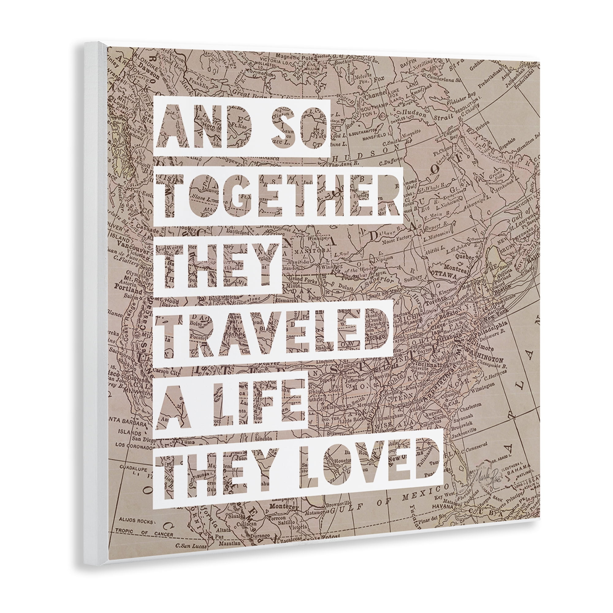 Stupell Industries Together They Traveled Text & Numbers Painting Unframed Art Print Wall Art, 12 x 12