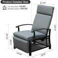 thumbnail image 2 of Domi Adjustable Patio Recliner Chair Metal Outdoor Lounge Chair with Flip Table Push Back, Adjustable Angle,Removable Cushions, Support 350lbs, (1 Gray Chair), 2 of 9
