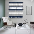 thumbnail image 4 of Navy Blue Grey Stripe Kitchen Curtains Sets for Windows 24 Inch Length, Modern Art Horizontal Striped Rod Pocket Window Treatments Tier Curtains and Valances Set for Bedroom/Bathroom, 4 of 8