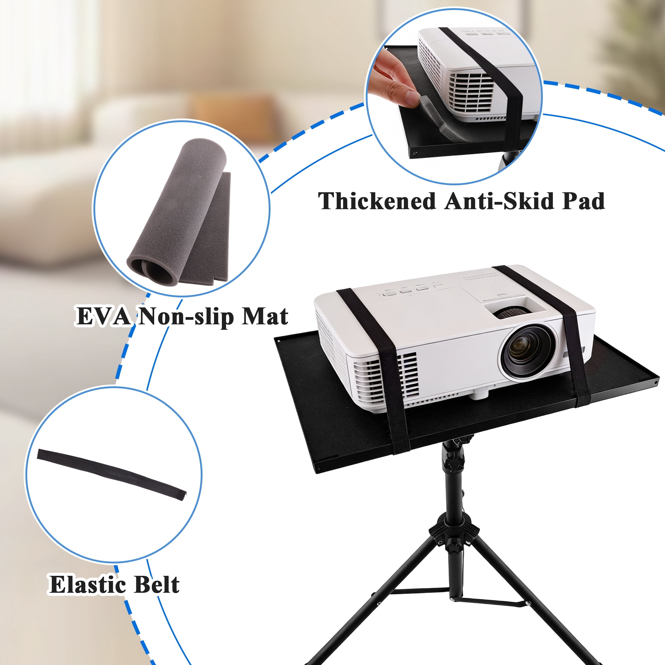 Aovky Projector Stand Tripod, Portable Laptop Stand with Adjustable Height 22 to 51.5 inch, Floor Stand for Home Office, Outdoor Movies, Stage, Studio, DJ Equipment