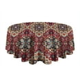 thumbnail image 5 of Red Boho Ethnic Geometric Pattern Round Tablecloth 60"x60",Wrinkle Wipeable Table Cloth for Kitchen Dining Room Picnic Patio Party, 5 of 6
