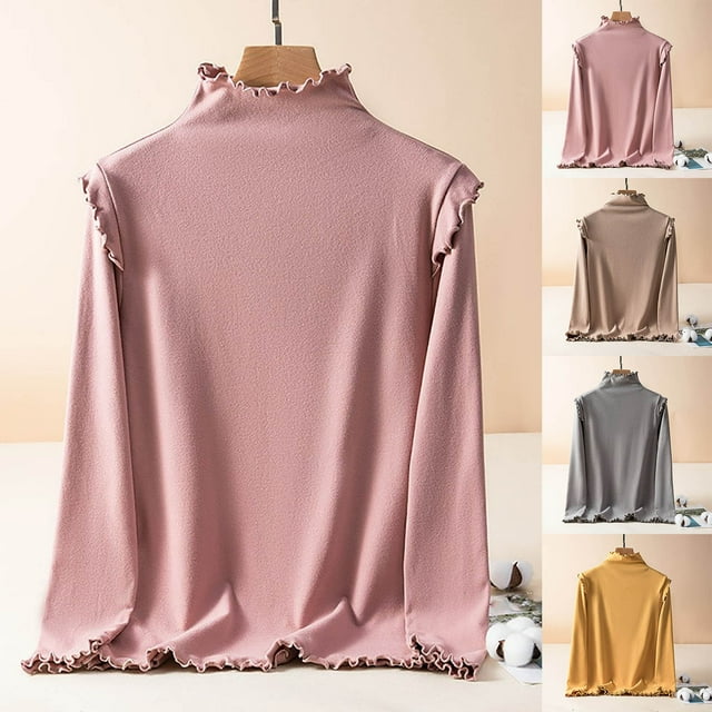Haut Thermique en Molleton Douillet pour Femmes, Couche de Base Chic à Manches Longues, Mélange de Polyester Ultra-Doux, Col Rond Coupe Décontractée, Conçu pour un Usage Quotidien et une Superposition