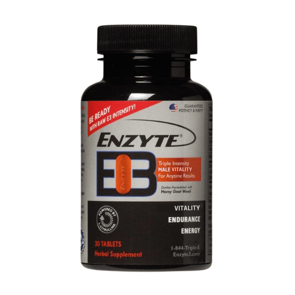 Enzyte3® Triple Intensity Male Vitality Supplement with: L-Citrulline, Guarana Seed, Epimedium, and Niacin. 30-Day Supply