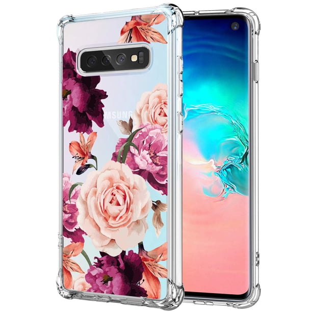 Funda KIOMY para Samsung Galaxy S10, a prueba de golpes, con flores rojas híbridas