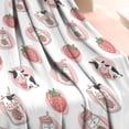 thumbnail image 3 of White Cow Strawberry Jar Pattern Blanket,Comfortable Soft Lamb Wool Throw Blanket,All Season,Warm Lightweight Blankets for Sofa Bed Couch Living Room Chair,30"x40", 3 of 4