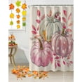 thumbnail image 2 of Fall Shower Curtain Watercolor Pink Pumpkin Bathroom Curtains with Hooks, Waterproof Fabric Leaves Plant Thanksgiving Bath Shower Curtains Set for Bathroom Bathtubs Decor 72x84 Inch, 2 of 7