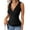 Black, variant on Women's Wrap V-Neck Ribbed Knit Tank Top, Sleeveless Criss Cross Shirt with Side Buttons, Black, Size S