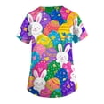 thumbnail image 5 of Easter Scrubs for Women Stretchy Short Sleeve V-Neck Funny Bunny Rabbits Eggs Print Medical Uniforms Plus Size Working T-Shirts with Pockets, 5 of 5