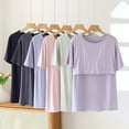 thumbnail image 6 of Women's Modal Cotton Pajamas Tops Shelf Bra Short Sleeve Loose Crew Neck Sleep Shirts Solid Color (XL, Pink), 6 of 6