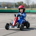 thumbnail image 2 of 12V Electric Pedal Go Kart Car for Kids, Folder Ride on Toys Car with Adjustable Seat, Kids' Electric Vehicles with Music / Flashing Light for Boys Girls Age 3-8 Years Old, Red, 2 of 10
