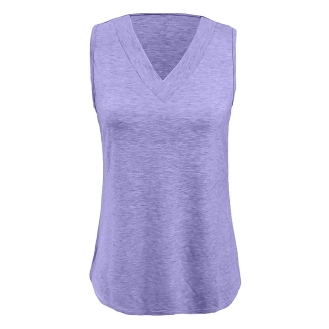 HUANBAI Tank Tops For Girl Summer V Neck T Shirts Trendy Sleeveless Basic Tee Loose Fit 2025