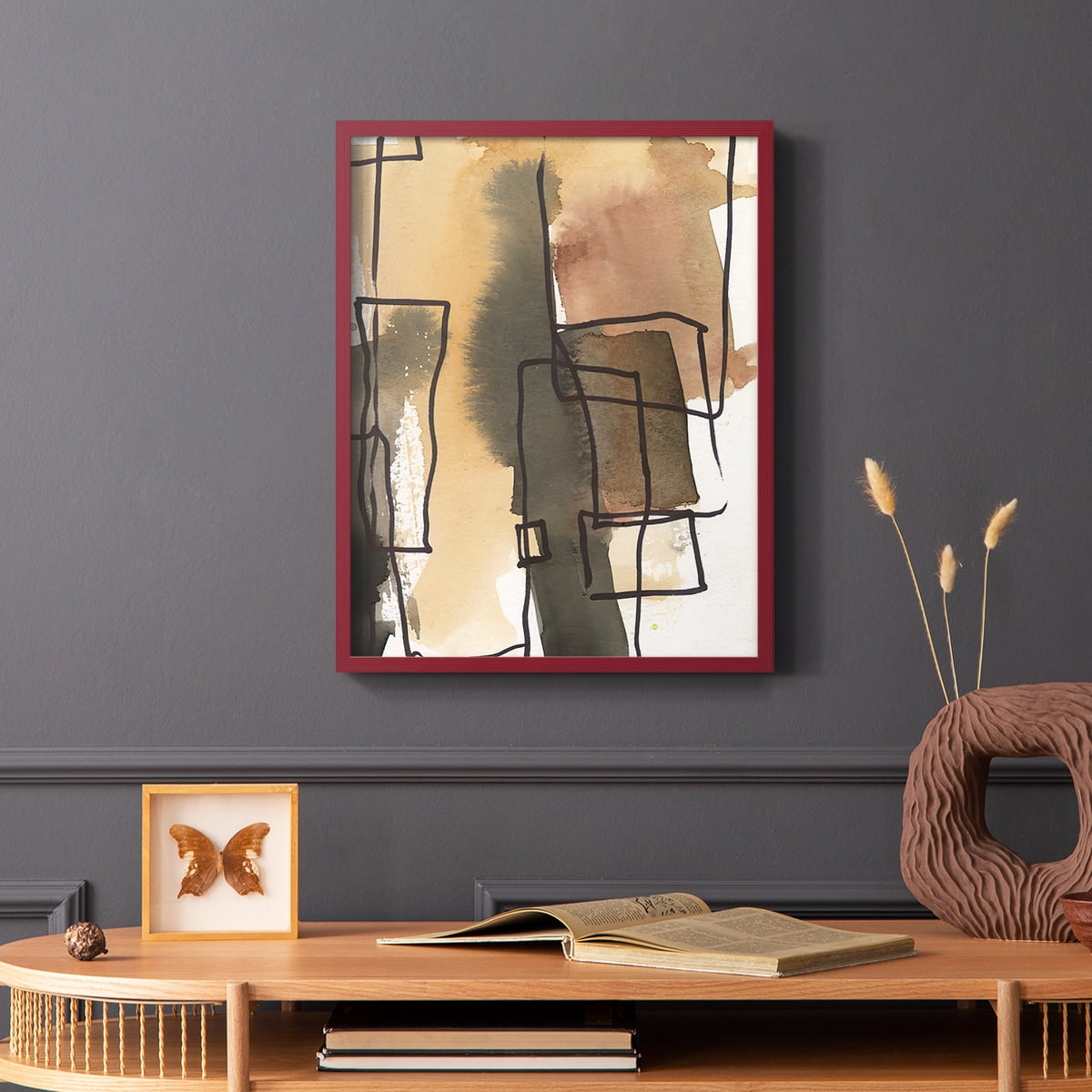 Retro Vibe III in Red Solid Wood 8 x 10 Framed Print