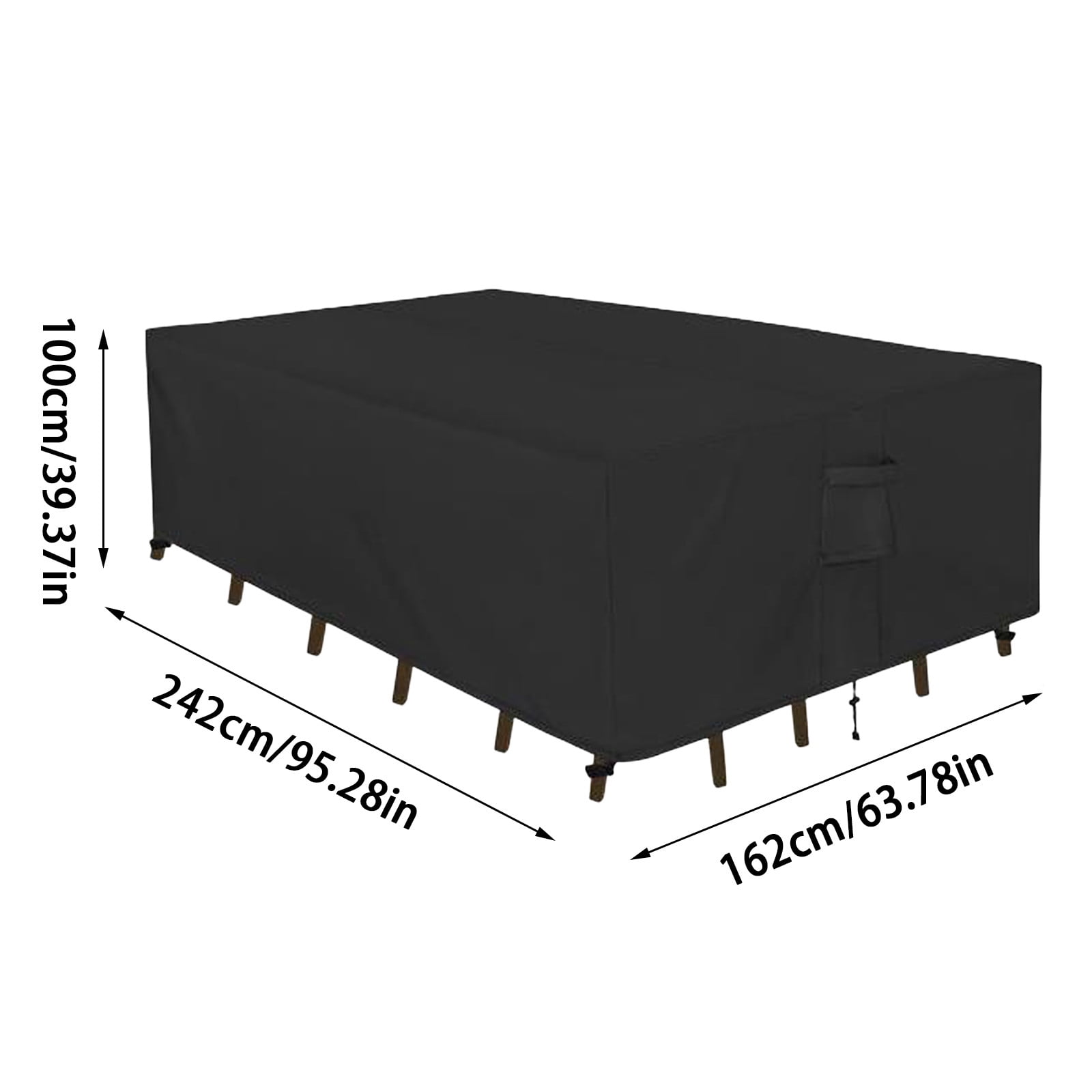 Rectangle Patio Furniture Cover Waterproof, Outdoor Dining Table and Chair Set Cover with Windproof Straps for Sectional Sofa Sets