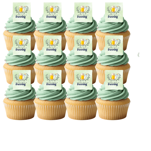 Green Baby â€œBrewingâ€ Cupcake Picks â€“ 24 Edible Wafer Paper Decorations