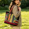 thumbnail image 4 of Quilted Tote Bag Fashion Pattern Design Embroidered Large Capacity Soft Shoulder Handbag Portable Casual Purse For Women Daily Shopping Office Travel Use, 4 of 8