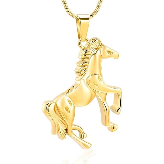 Horse Urn Necklace for Ashes Cremation Jewelry for Women Men Stainless Steel Horse Shape Urn Pendant Memorial Necklaces