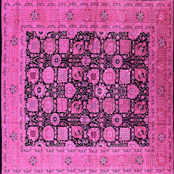 Ahgly Company Indoor Square Oriental Pink Industrial Area Rugs, 3' Square