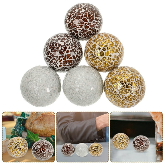 Amosfun Gazing Balls Glass Sphere Decorative Balls Foam 6Pcs