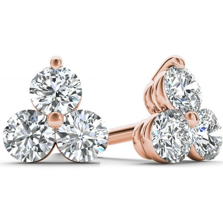 Imperial 1/4 Carat T.W. Diamond 10kt Rose Gold Three-Stone Stud Earrings