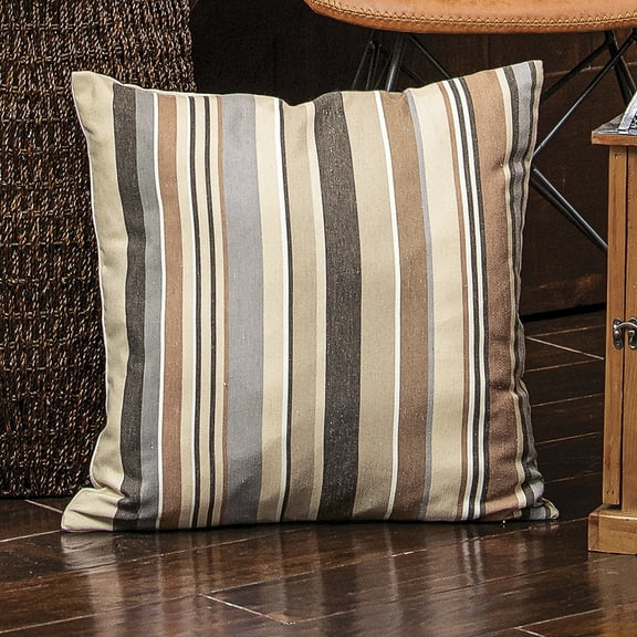 HomeMagic Decorative Pillow Cover, 18" x 18", Neutral Stripe