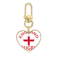 thumbnail image 1 of Rugby Run English Art Deco Fashion Gold Heart Keychain Metal Keyring Holder, 1 of 3