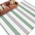thumbnail image 2 of Fruit Green Grey Stripe Washable Living Room Rugs 5'x7', Classic Modern Low Pile Throw Large Area Rugs Non-Slip Sturdy Edge Binding Carpet for Dining Room Bedside Kitchen, 2 of 9