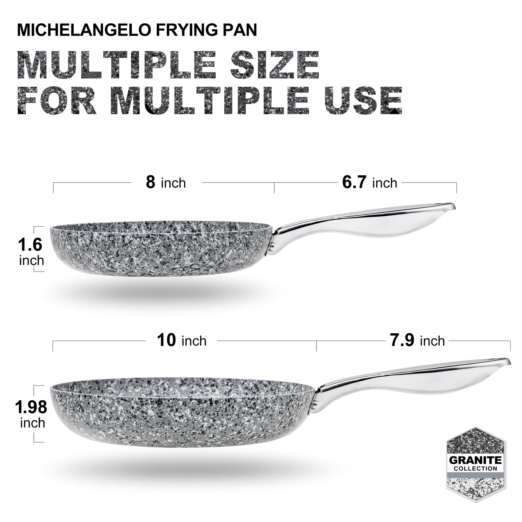 MICHELANGELO Frying Pan Nonstick 8+10, Multi-Purpose Nonstick