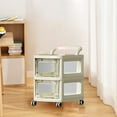thumbnail image 5 of Tunhigl Kitchen Bathroom Living Room Shelf Floor Storage Rack Multi-Layer Transparent Storage Cabinet Movable Trolley, 5 of 6