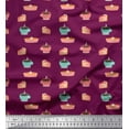 thumbnail image 1 of Soimoi Japan Crepe Satin Fabric Cake Slice & Coffee Beverages Decor Fabric Printed Yard 42 Inch Wide, 1 of 1