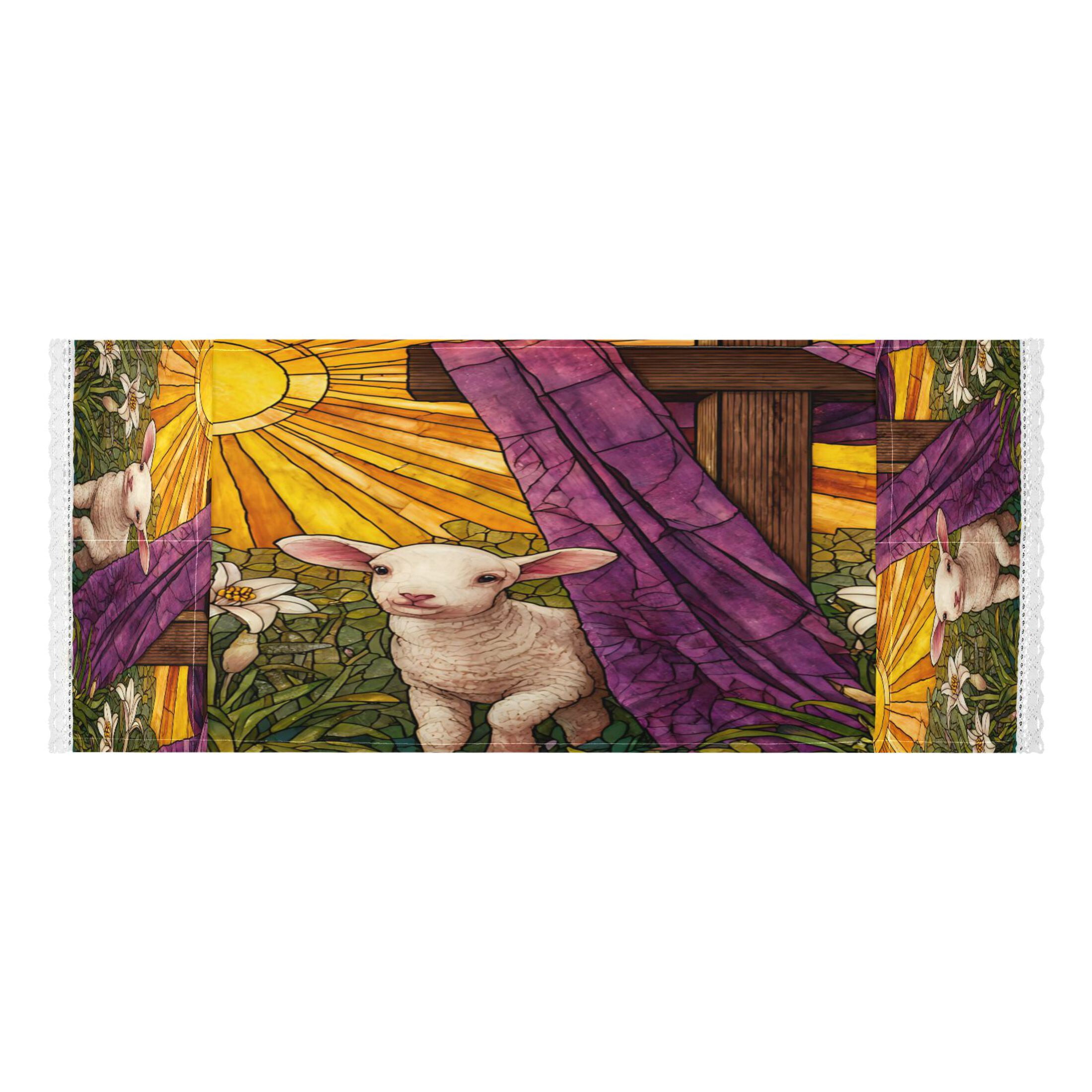 Wobogo Holy Lamb Stained Glass Washing Machine Cover Dustproof Washer Dryer Cover Waterproof Laundry Room Decorative Protector