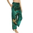 thumbnail image 3 of Cauagu Green Gold Glitter Pajama Pants for Women Loose Fit Wide Leg Trouser Pants Casual Elastic Waist Drawstring Lounge Pants, 3 of 6