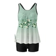 thumbnail image 4 of WTOBBY Women's Tropical Floral Tankini Set Two-Piece Swimsuit Flowy Shorts & Top Lightweight Bathing Suit for Resort Vacation,Light Green XL, 4 of 5