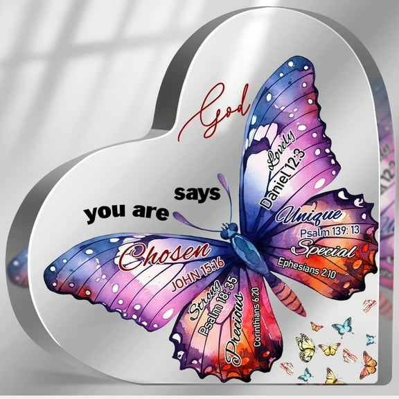 Religious Inspirational Gifts For Women Bible Verse And Encouragement Spiritual Presents For Sister Mom Friend Christian Home Office Desk Butterfly Decor Acrylic Hearts Plaques 4X4 In