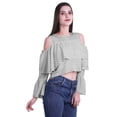 thumbnail image 3 of Moomaya Printed Casual Long Sleeve Tops Women Cold Shoulder Ruffle Sleeves Top, 3 of 5