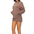 thumbnail image 2 of A2Y Women's French Terry Long Sleeve Side Shirring Hoodie Dress Mocha L, 2 of 3