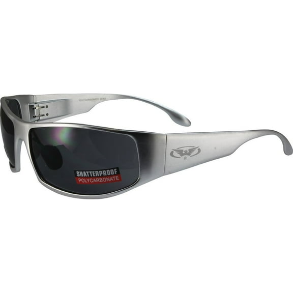 Global Vision BAD-ASS 1 Sport Motorcycle Sunglasses Silver Smoke