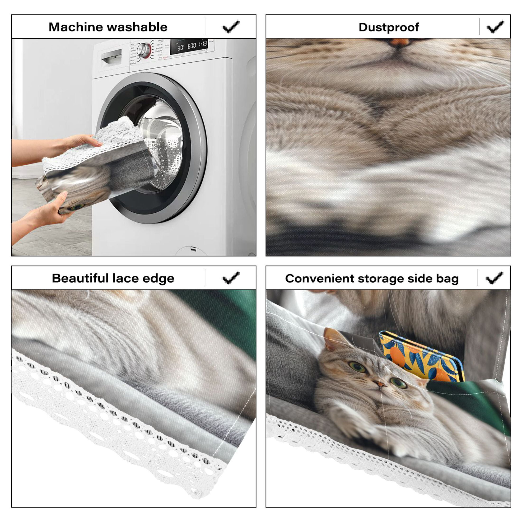 Cute English Shorthair CatWasher and Dryer Covers Dust-Proof and Oil Resistant Fridge Cover with 4 Storage Pockets Washing Machine Top Cover for Laundry Kitchen Home 51.2 x 22 In