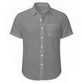 thumbnail image 5 of asjyhkr Mens Cotton Linen Short Sleeve Shirts Casual Loose Fitted Lightweight Comfy V Neck Tshirts, 5 of 9