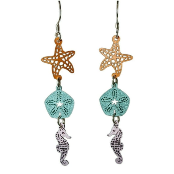 SEAHORSE & STARFISH Hypo-Allergenic Earrings, Silver Plated, by Sienna Sky