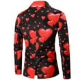 thumbnail image 5 of YanHoo Valentines Day Suit Men Pink Heart Print Jackets One Button Long Sleeve Suit Slim Fit Jackets Suit for Prom Party Men Valentines Day Gifts for Boyfriend, 5 of 9