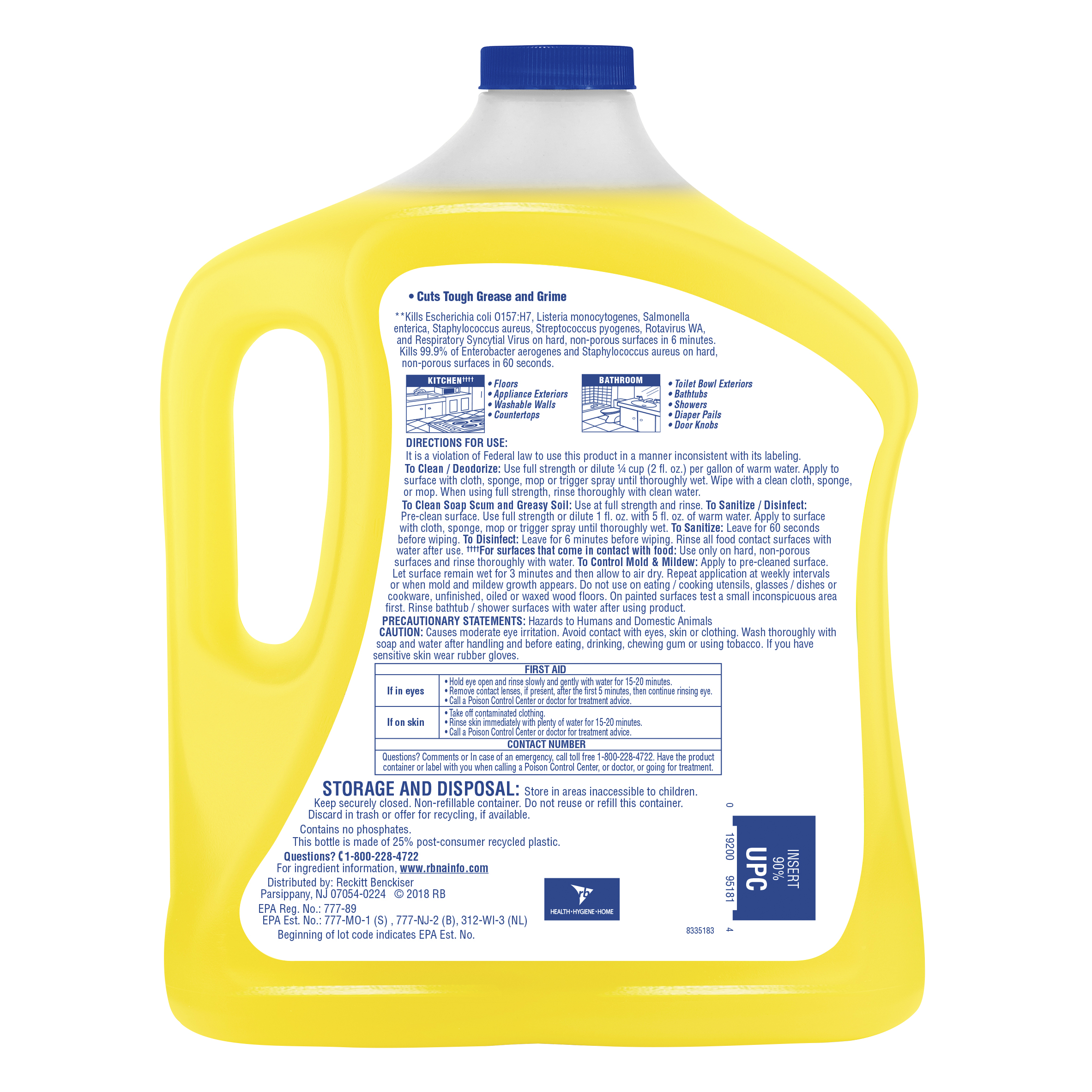 Lysol Multi-Surface Cleaner, Sanitizing and Disinfecting Pour, to Clean and Deodorize, Sparkling Lemon and Sunflower Essence, 90 Fl Oz. - image 2 of 6
