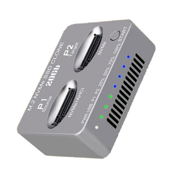 Necvior Double Bay Docking Station NVME SSD Clone USB3.2 Type C State Drives Reader M.2 NVME External Hard Disk Box for M.2 SSD