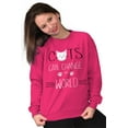 thumbnail image 4 of Cats Can Change the World Adorable Women Crewneck Sweatshirt Brisco Brands S, 4 of 5